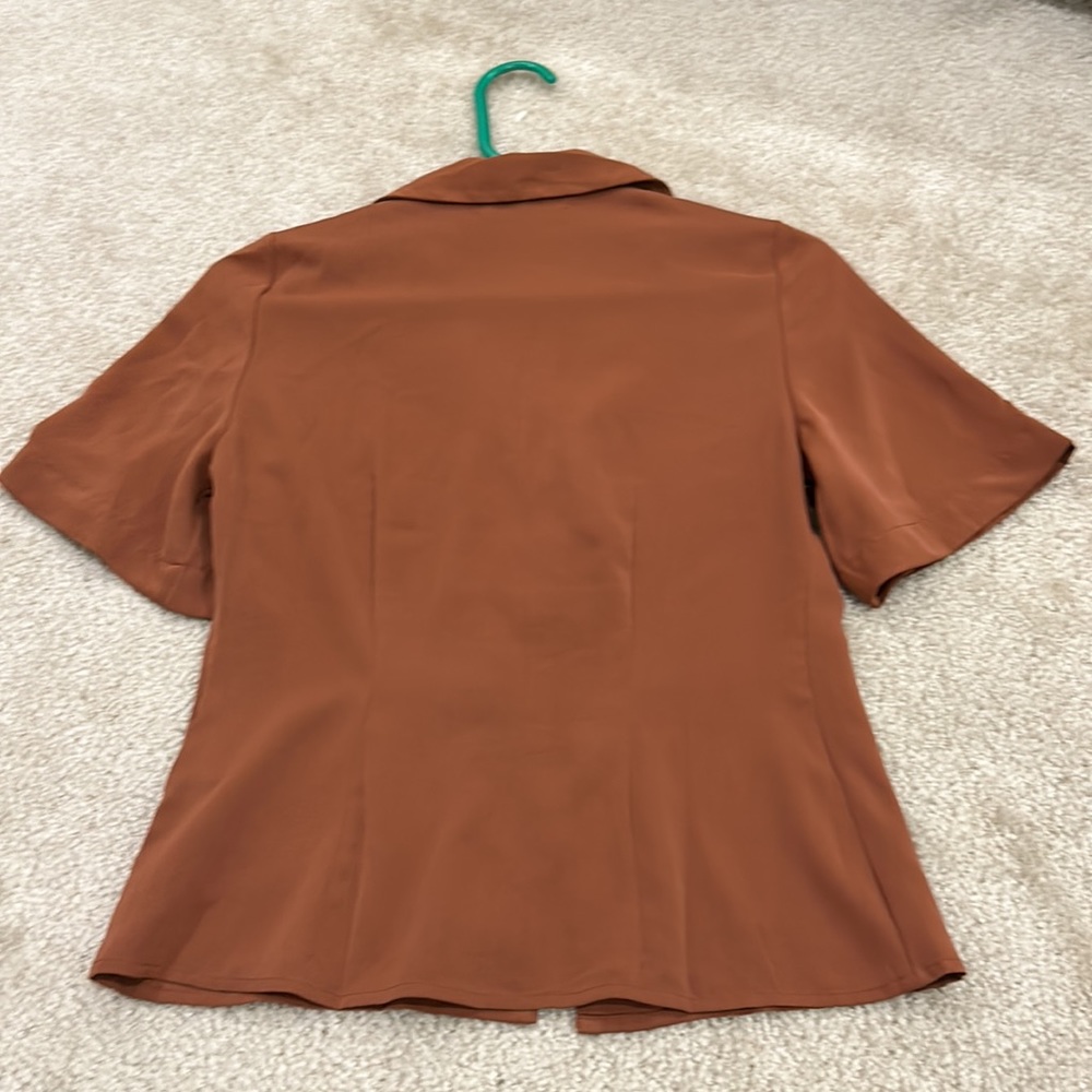Women's Rust Brown Short-Sleeve Blouse - Picture 3 of 3